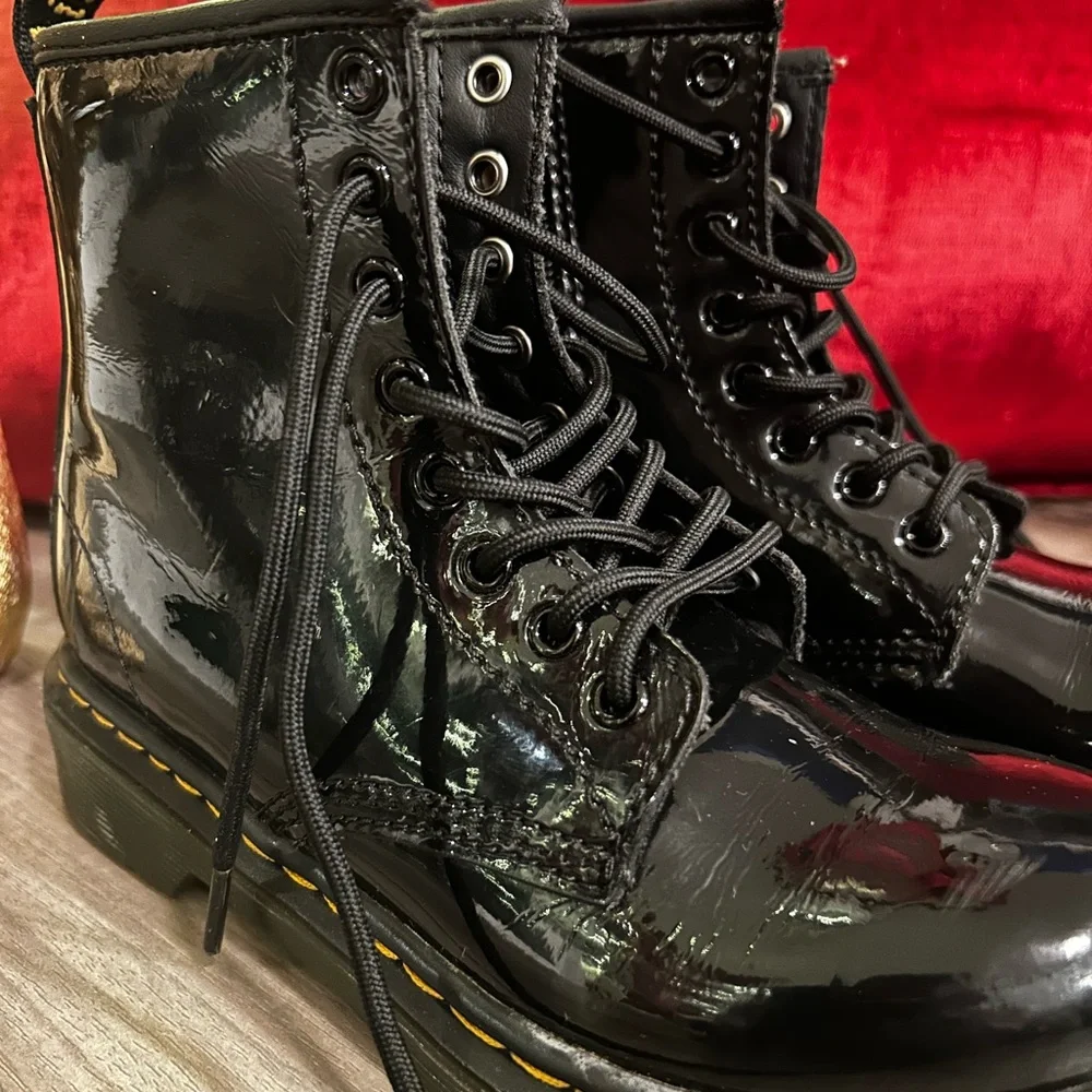 Junior 1460 Black Patent Leather Lace-Up Boots